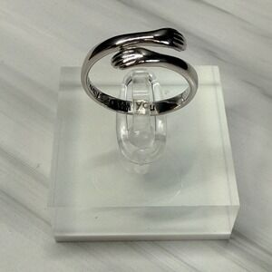 S999 Silver Hug Ring Always With You Engraved Adjustable Bypass Band Size 8.5